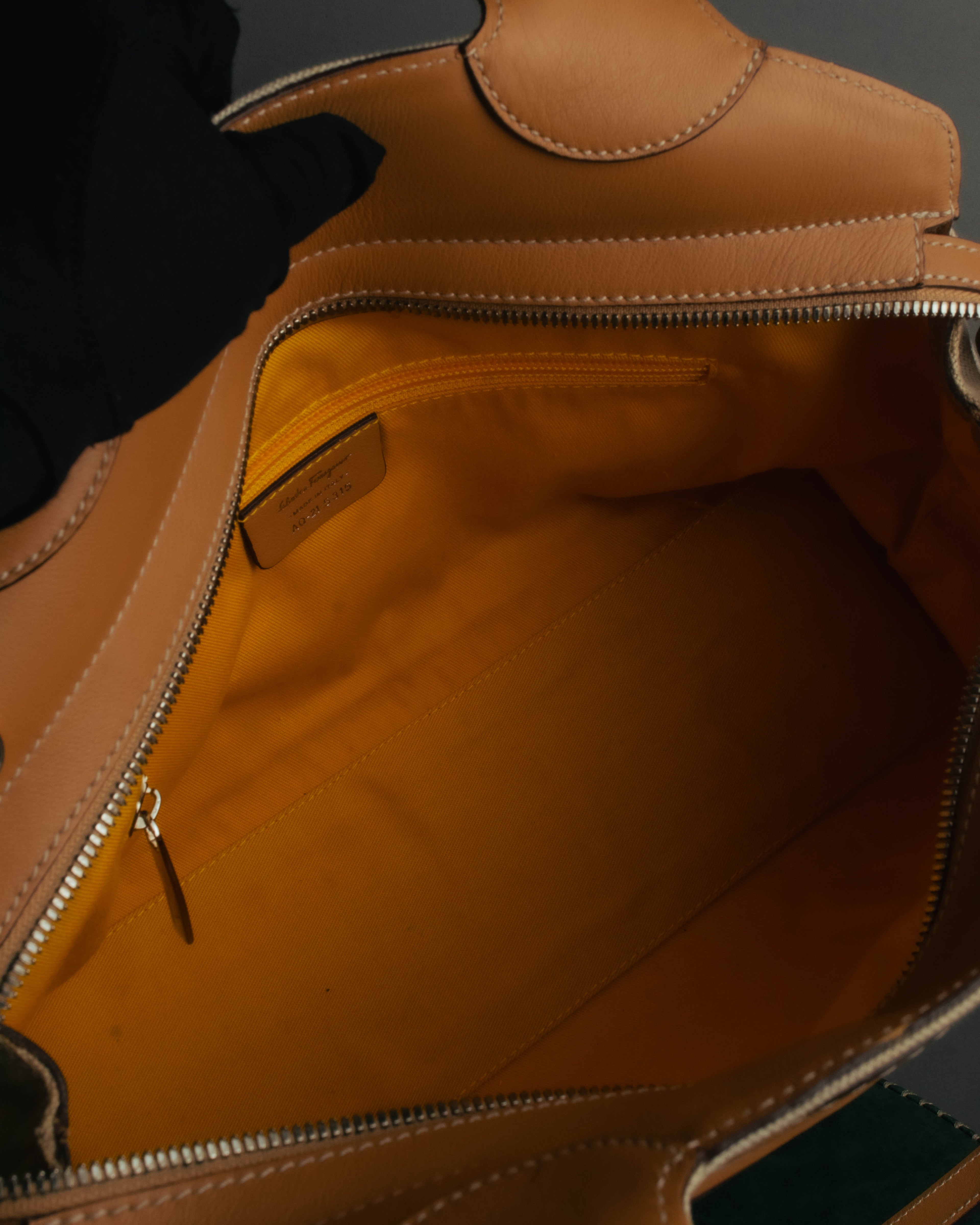 “Salvatore Ferragamo” 00’s-10’s Canvas leather gancini detail 2way handbag
