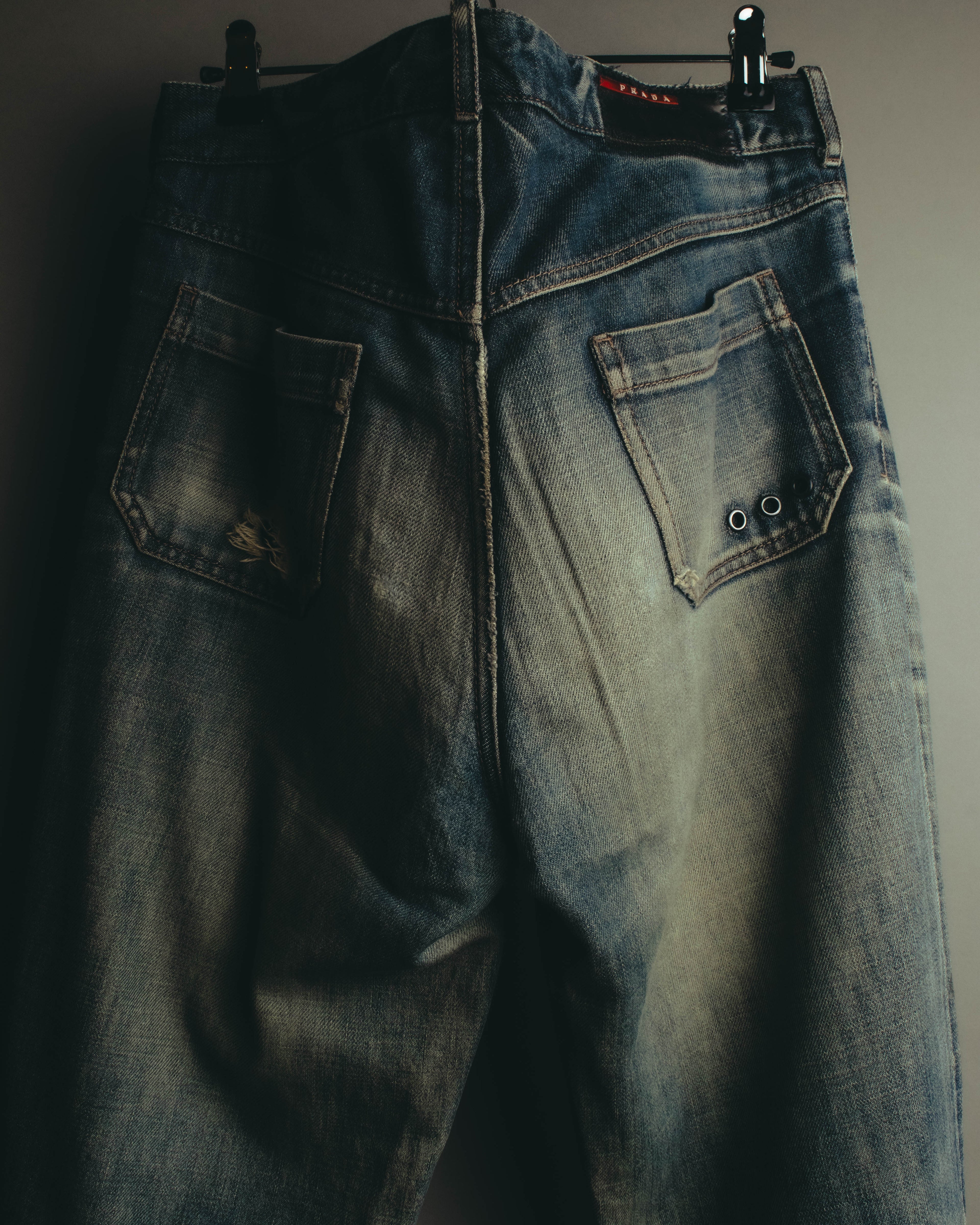 "PRADA Sports" 00's Faded wide straight denim jeans