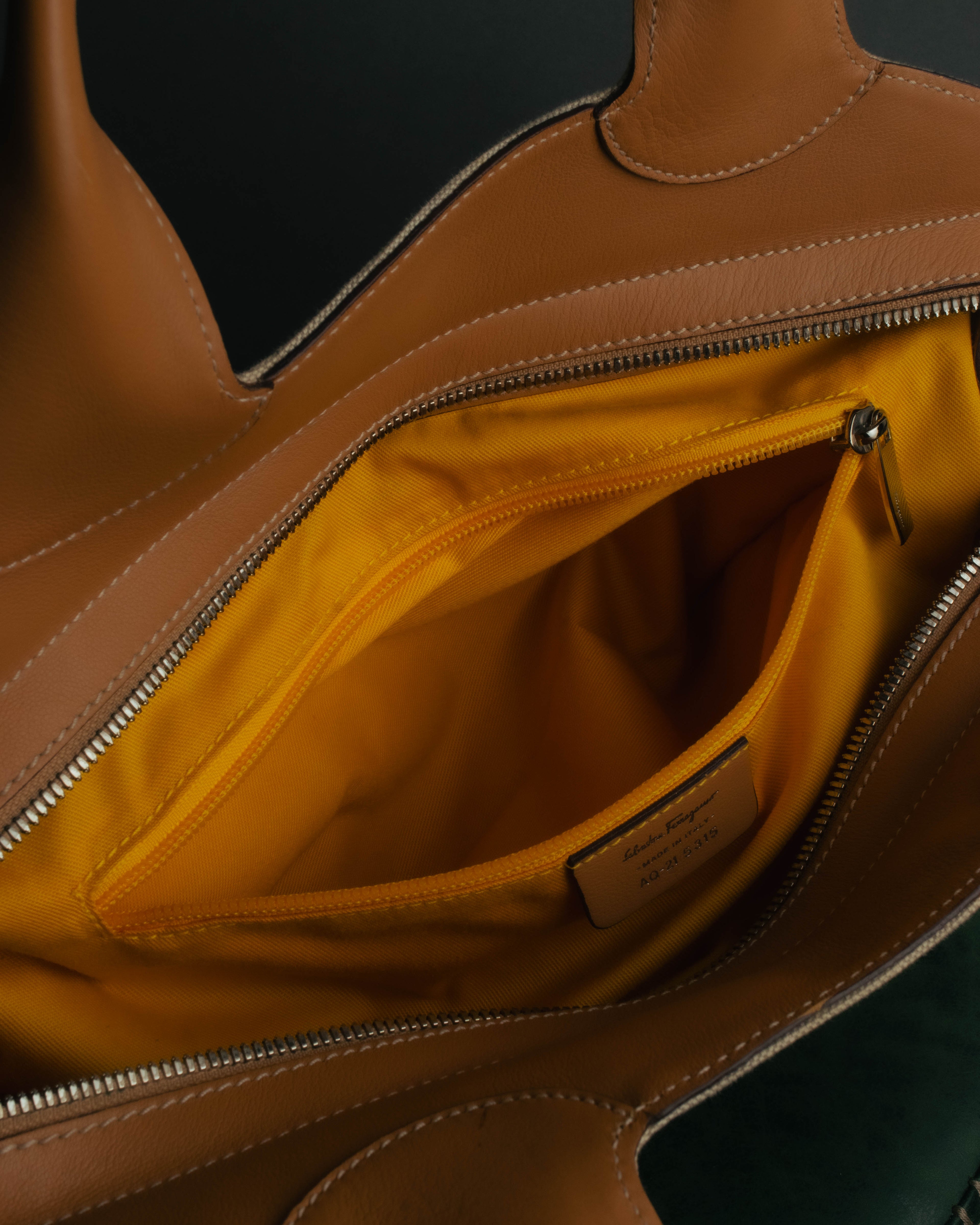 “Salvatore Ferragamo” 00’s-10’s Canvas leather gancini detail 2way handbag