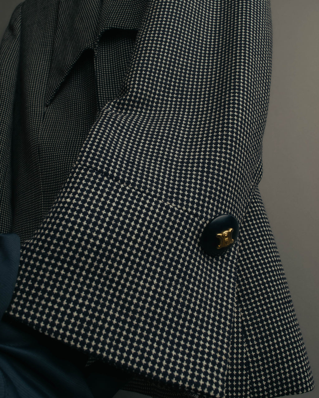 "CELINE" 80's-90's Structured patterned tailored blazer