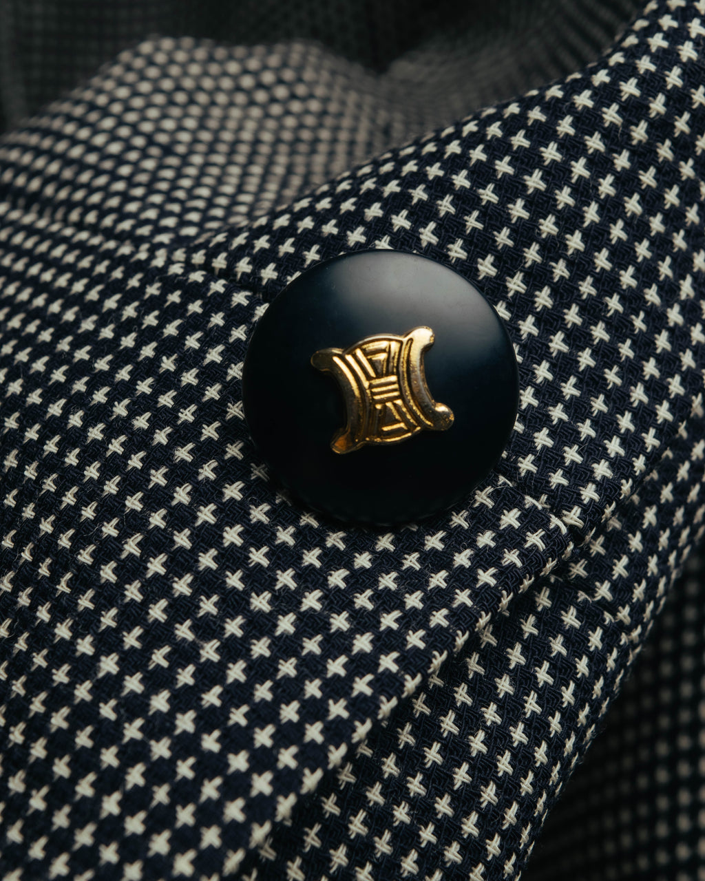 "CELINE" 80's-90's Structured patterned tailored blazer