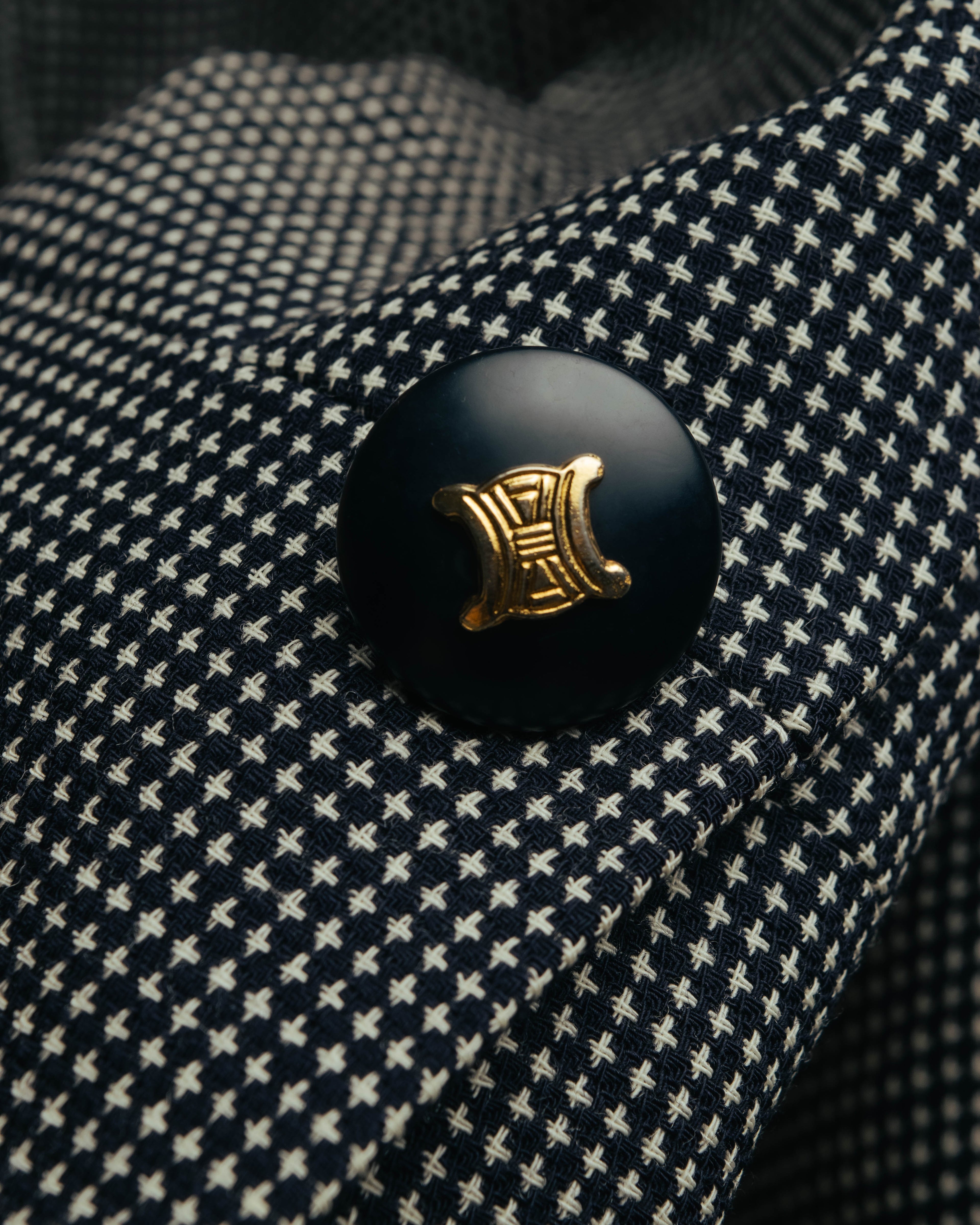 "CELINE" 80's-90's Structured patterned tailored blazer