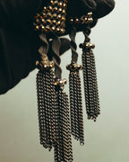 "ARMANI" Dark chain tassel earrings