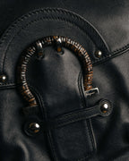 “Salvatore Ferragamo“ 2000’s Wood Gancini leather shoulder bag