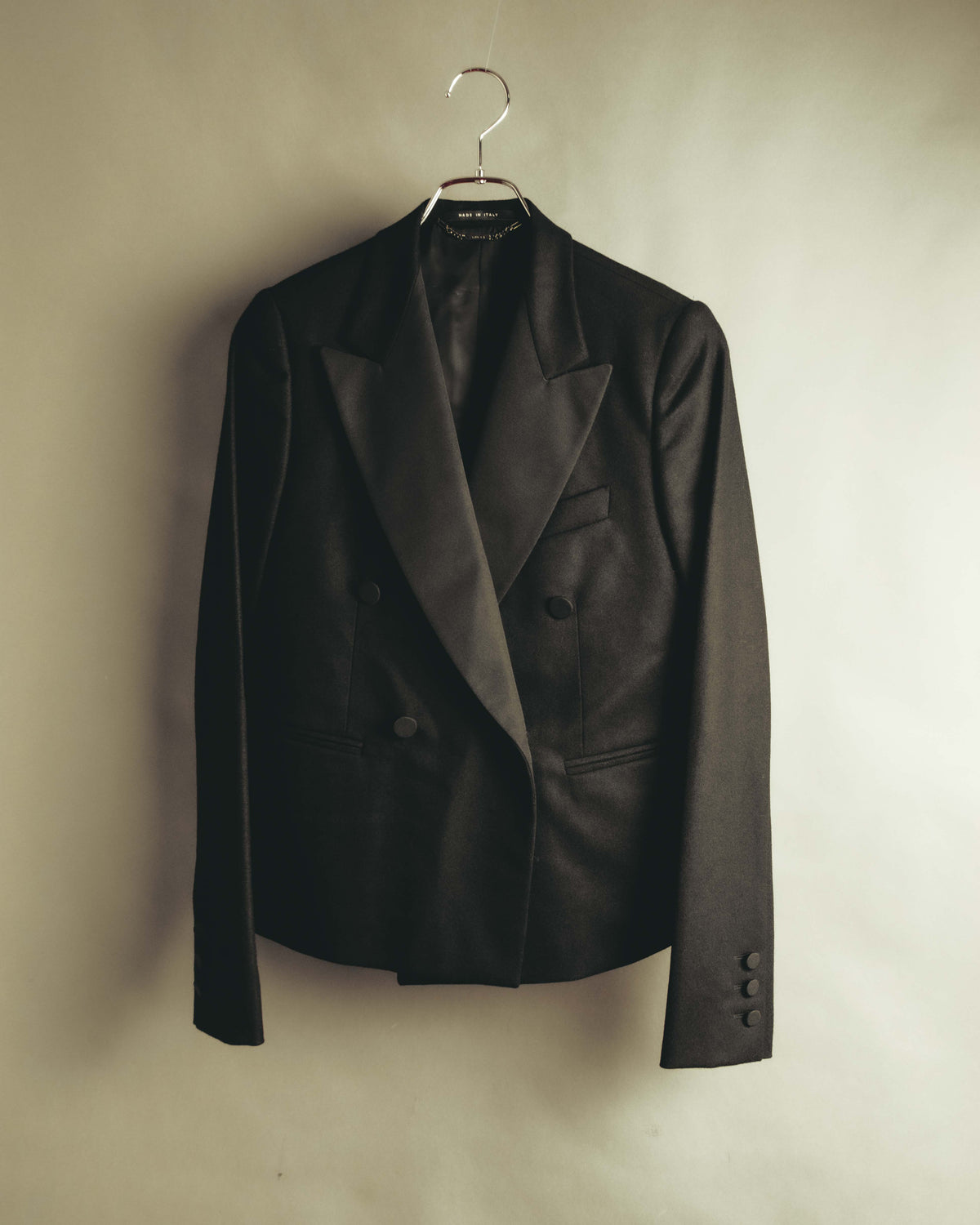 "GUCCI" 90's-00's Satin lapel double breasted tuxedo jacket