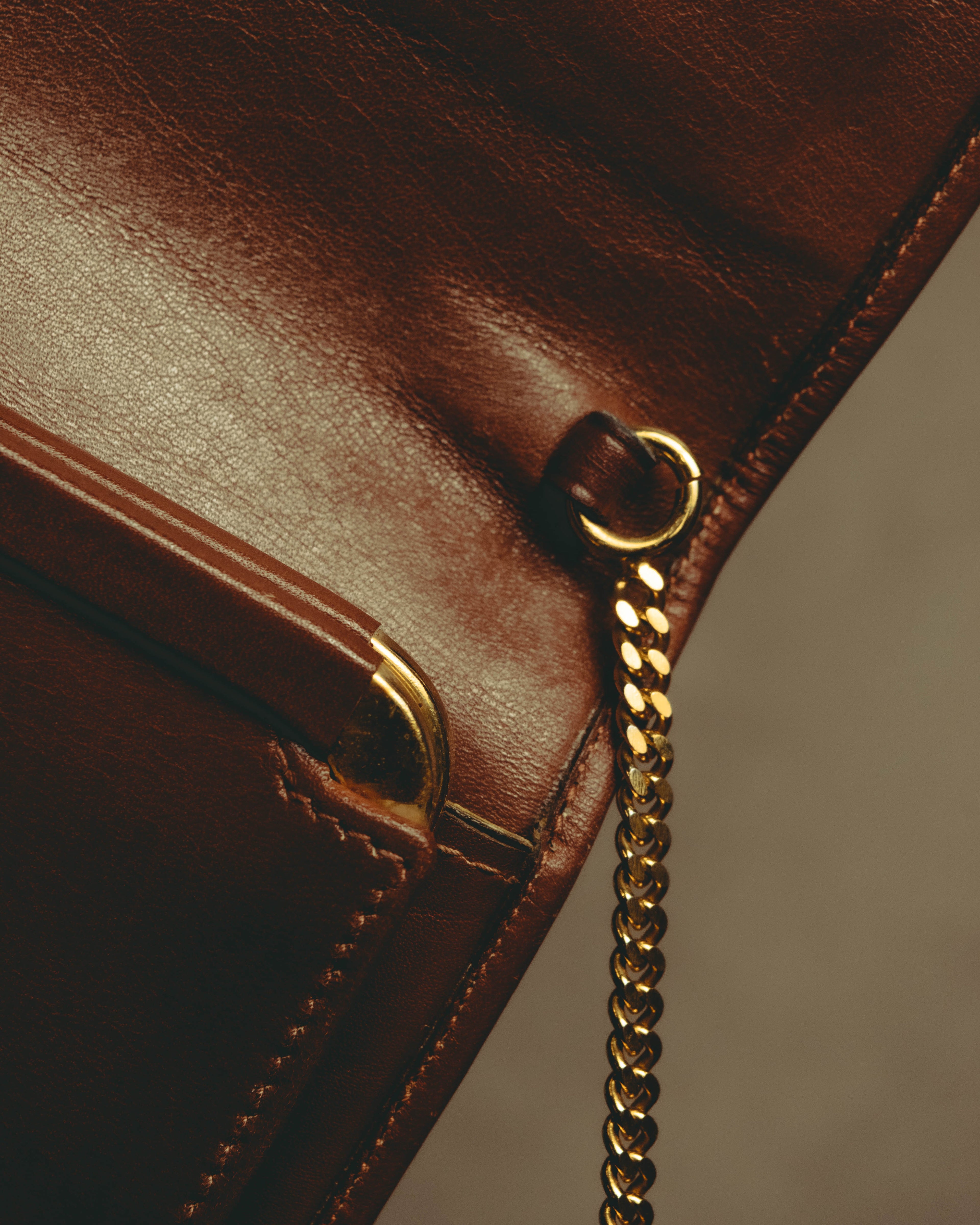 –SPECIAL– "CÉLINE" 70's-80's Vintage monogram suede chain shoulder bag