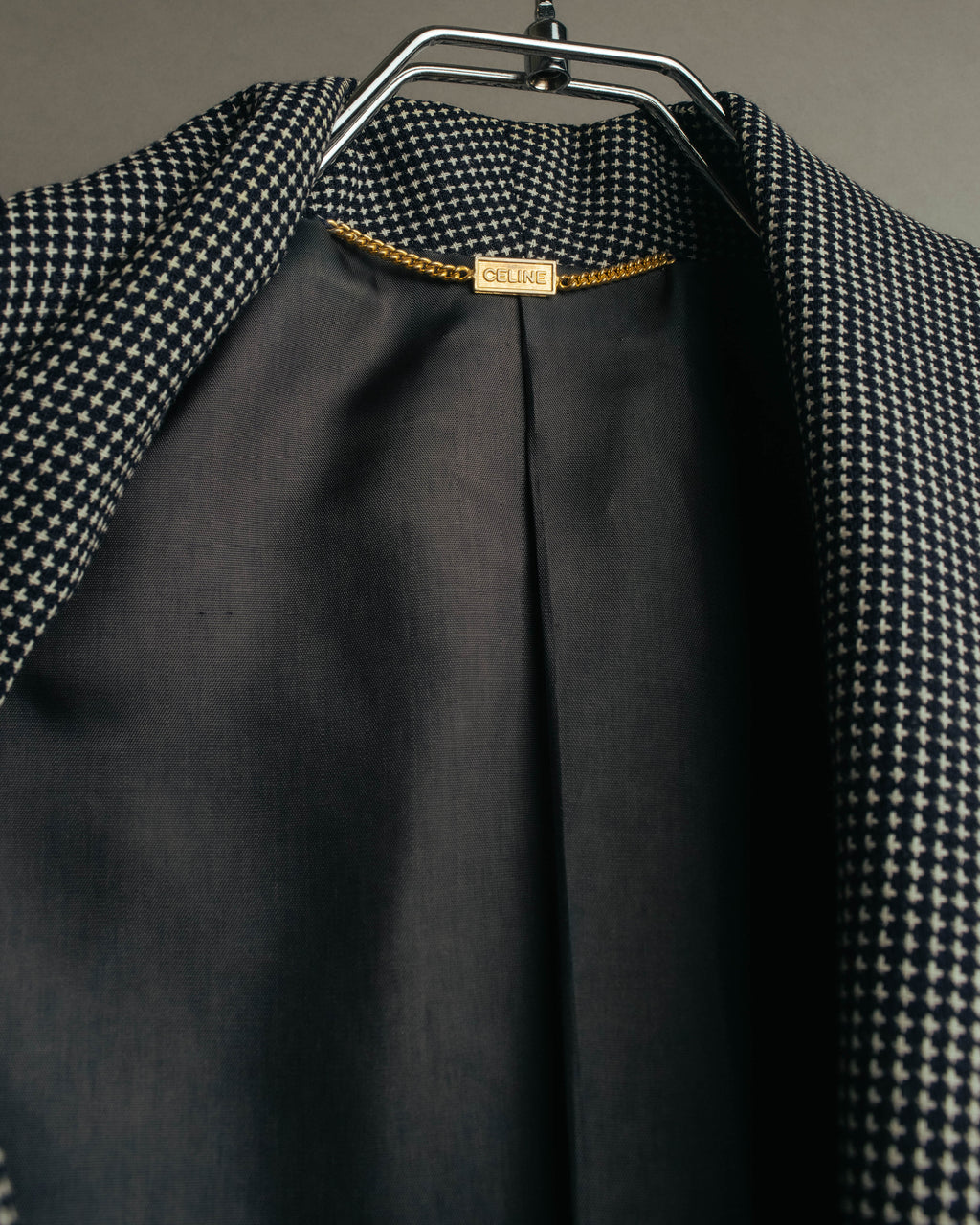 "CELINE" 80's-90's Structured patterned tailored blazer