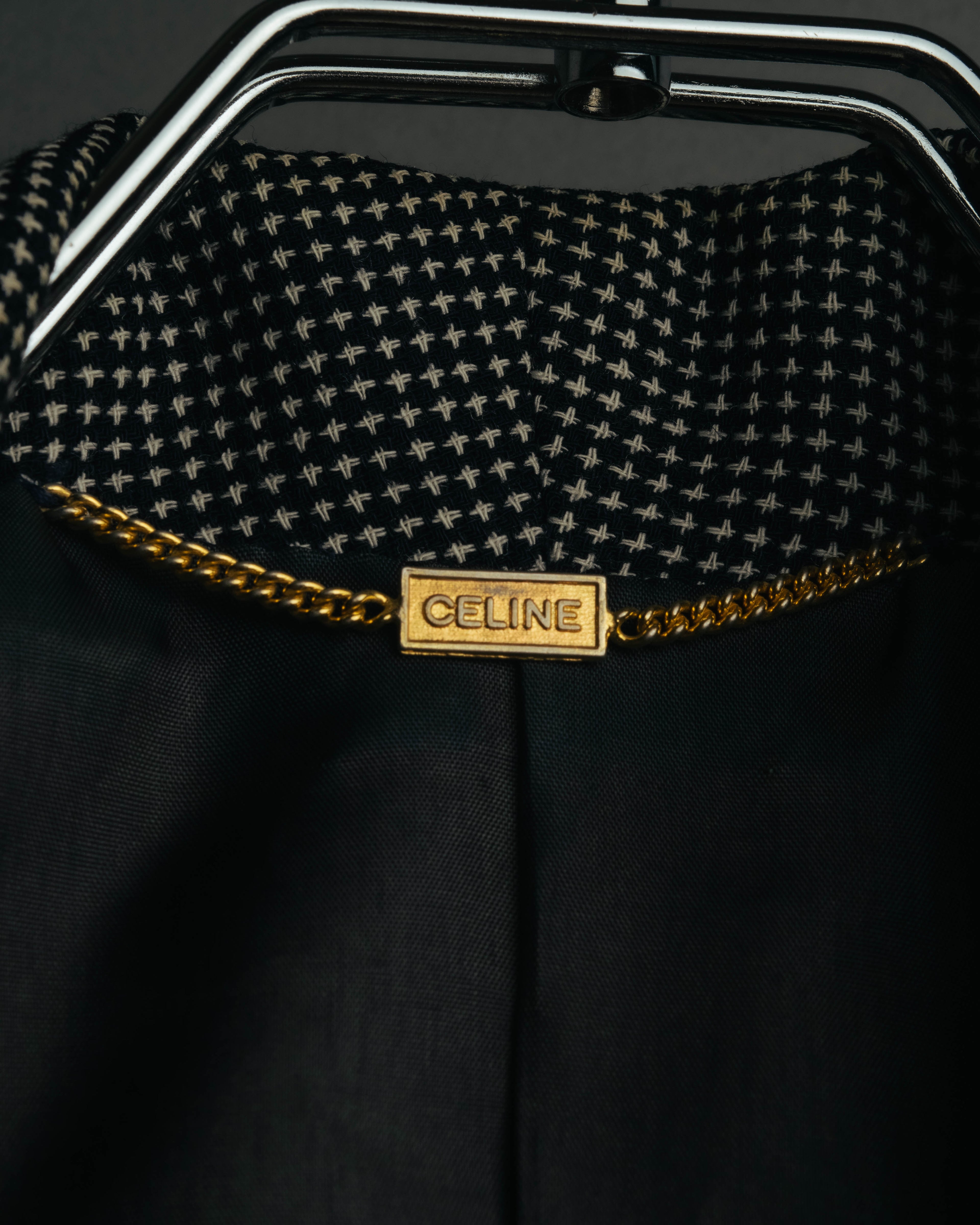"CELINE" 80's-90's Structured patterned tailored blazer
