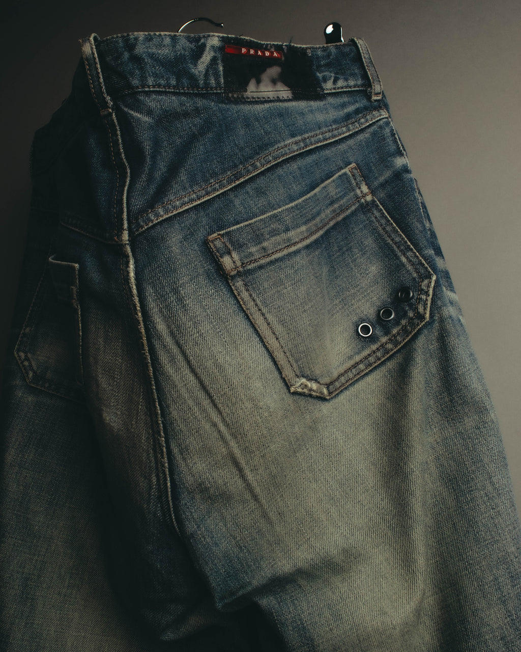 "PRADA Sports" 00's Faded wide straight denim jeans