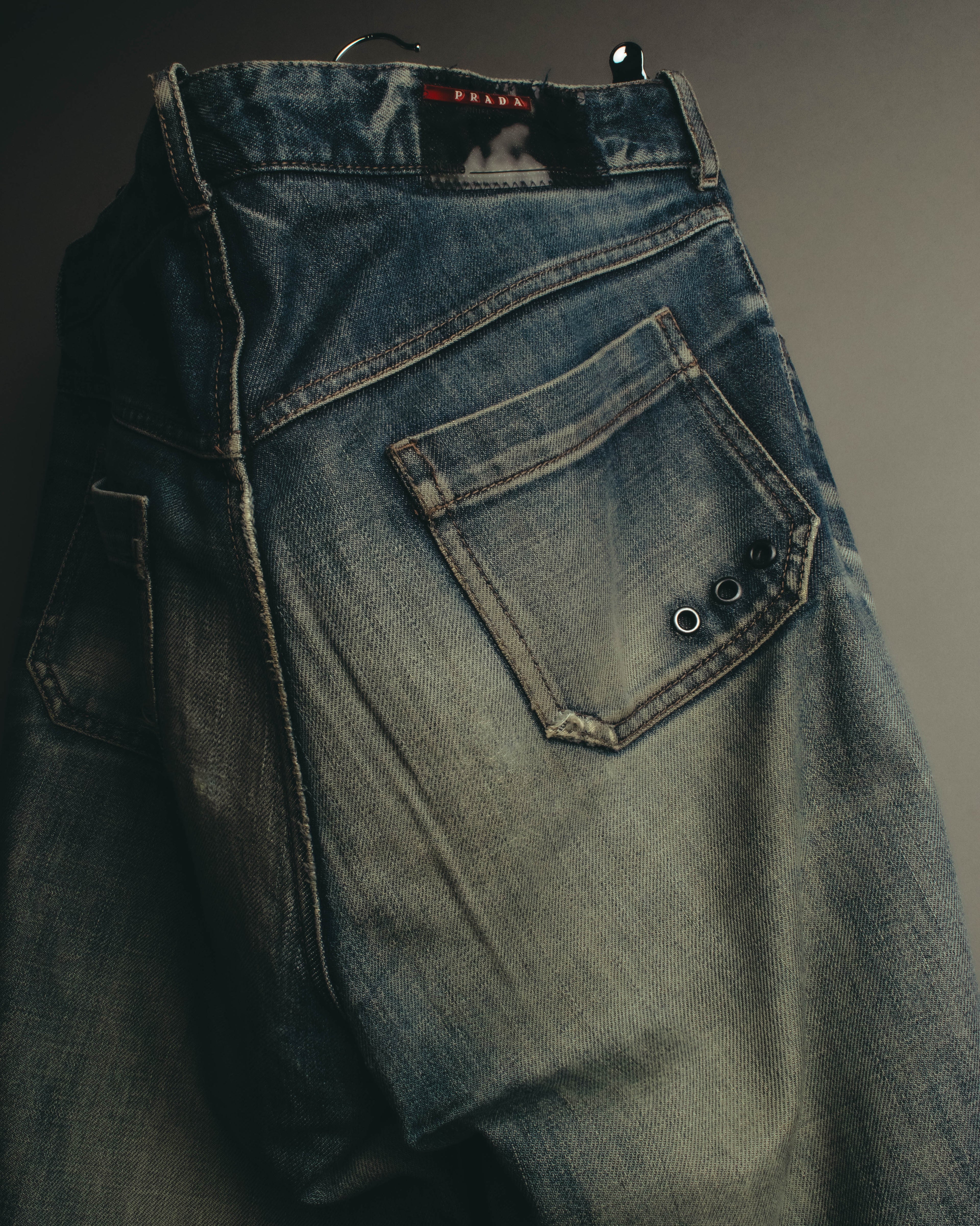 "PRADA Sports" 00's Faded wide straight denim jeans