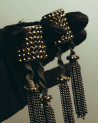 "ARMANI" Dark chain tassel earrings
