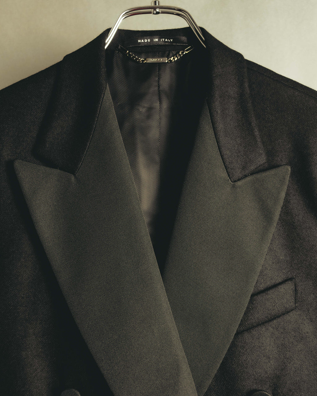 "GUCCI" 90's-00's Satin lapel double breasted tuxedo jacket