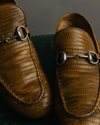 “GUCCI” 2010’s-2020’s Lizard embossed leather horsebit loafers