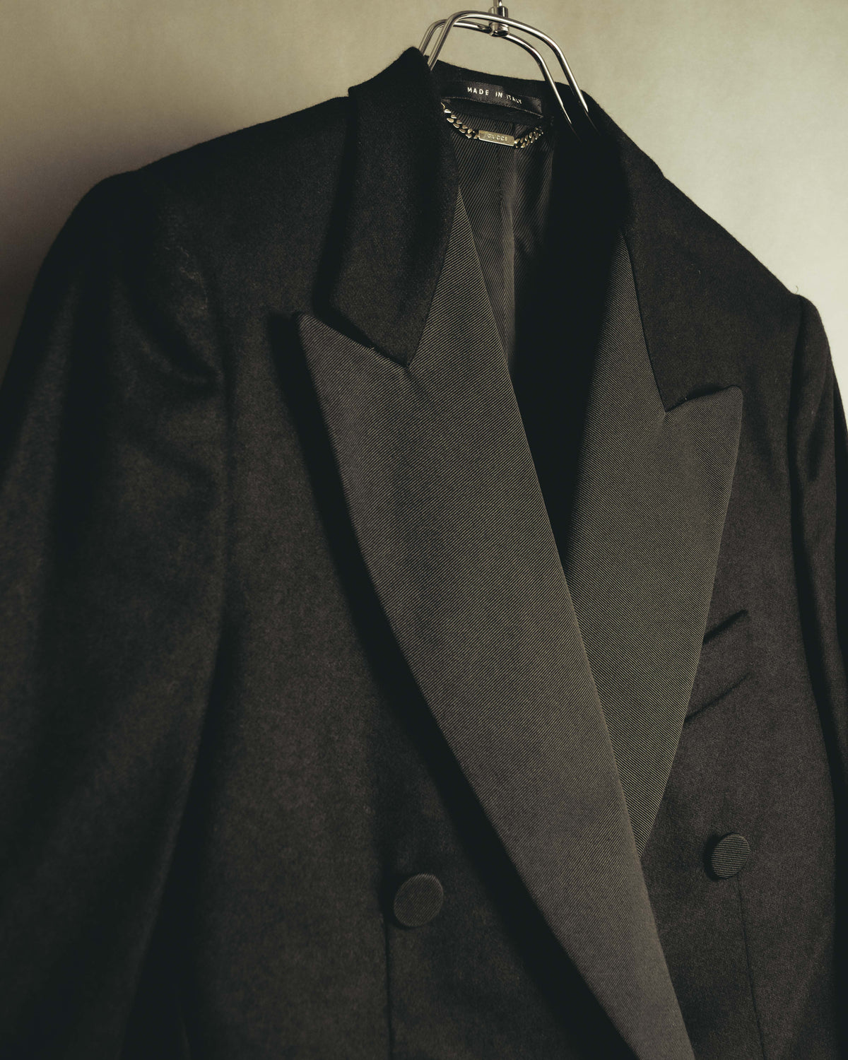 "GUCCI" 90's-00's Satin lapel double breasted tuxedo jacket
