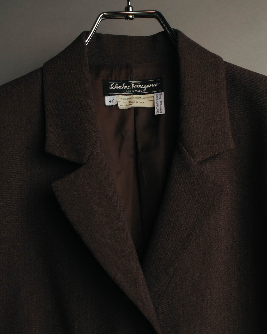 "Salvatore Ferragamo" 90's Shoe-motif gold button wool tailored jacket