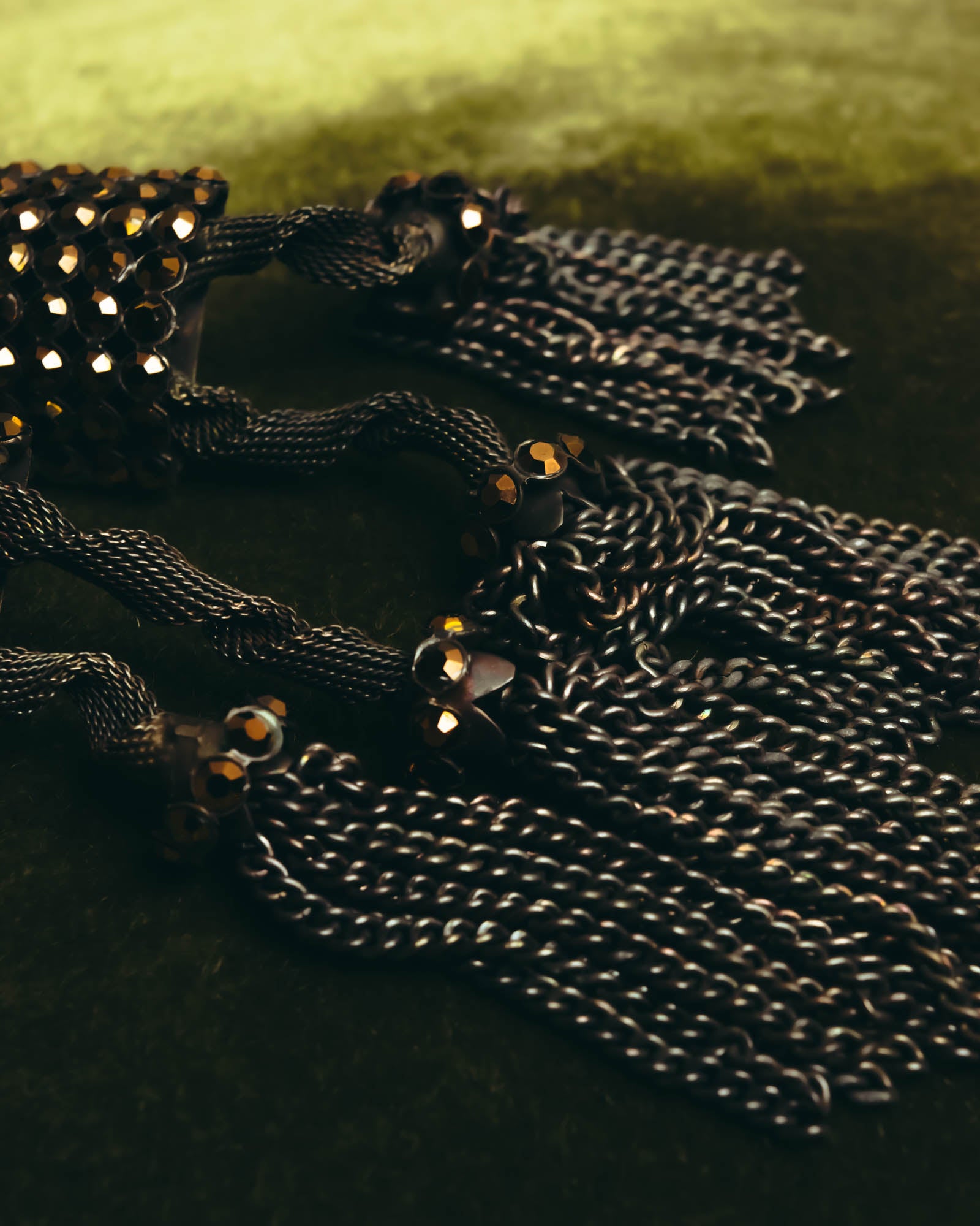 "ARMANI" Dark chain tassel earrings