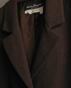 "Salvatore Ferragamo" 90's Shoe-motif gold button wool tailored jacket