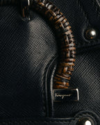 “Salvatore Ferragamo“ 2000’s Wood Gancini leather shoulder bag