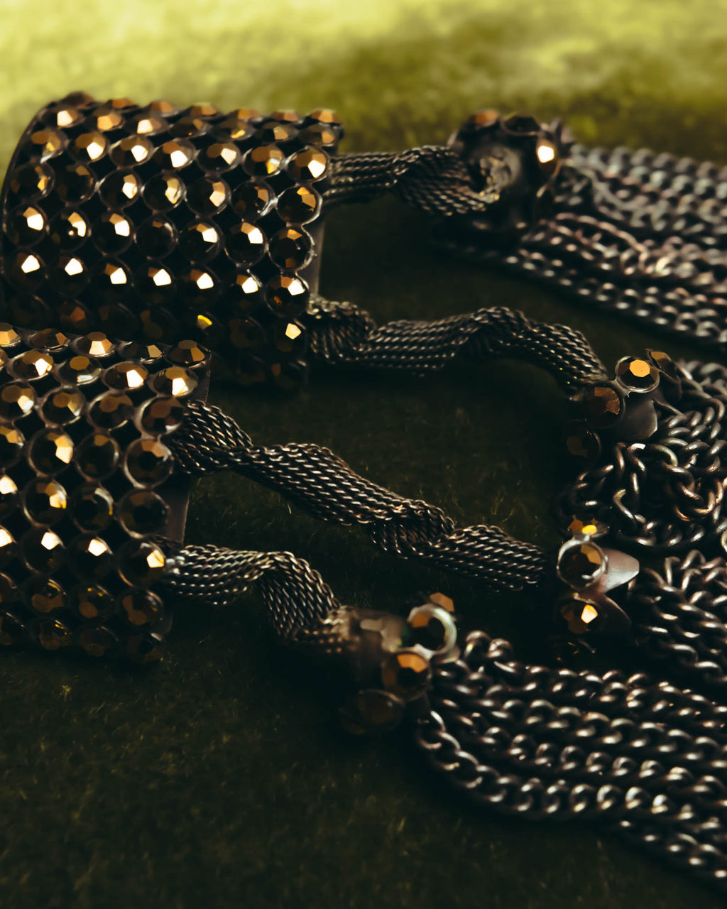 "ARMANI" Dark chain tassel earrings