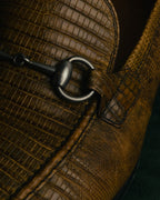 “GUCCI” 2010’s-2020’s Lizard embossed leather horsebit loafers