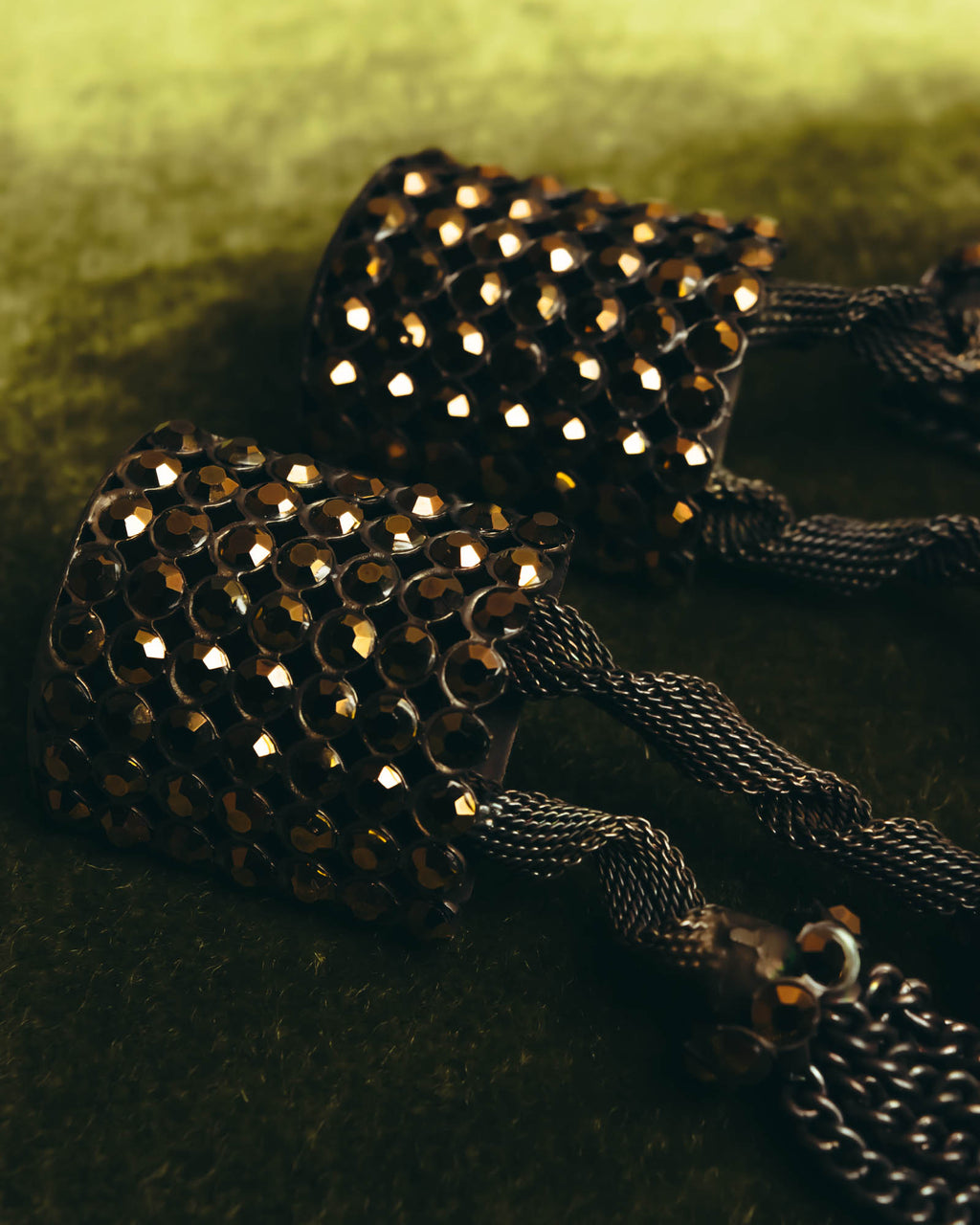 "ARMANI" Dark chain tassel earrings