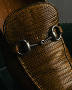 “GUCCI” 2010’s-2020’s Lizard embossed leather horsebit loafers