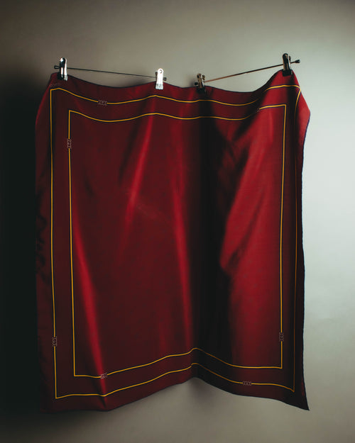 "GUCCI" 80's-90's Classic burgundy silk scarf