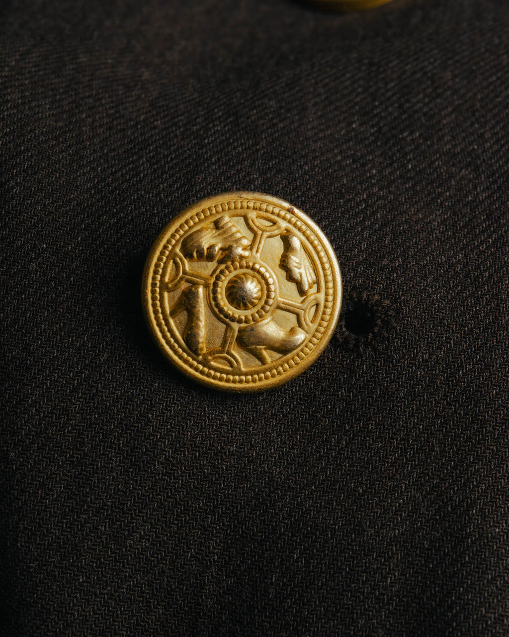 "Salvatore Ferragamo" 90's Shoe-motif gold button wool tailored jacket