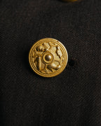 "Salvatore Ferragamo" 90's Shoe-motif gold button wool tailored jacket
