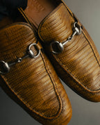 “GUCCI” 2010’s-2020’s Lizard embossed leather horsebit loafers