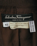"Salvatore Ferragamo" 90's Shoe-motif gold button wool tailored jacket