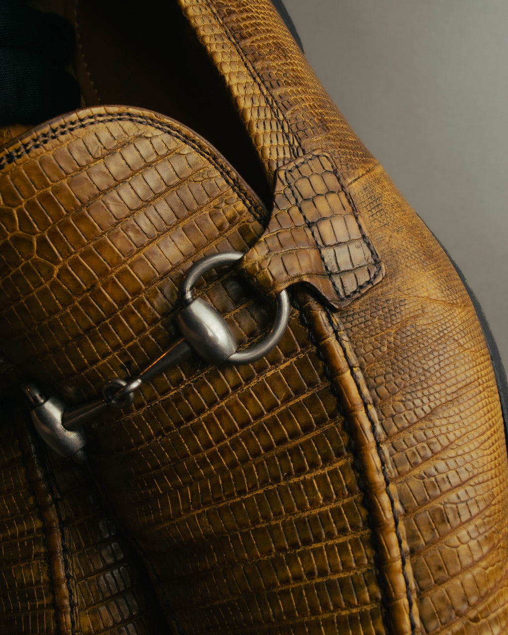 “GUCCI” 2010’s-2020’s Lizard embossed leather horsebit loafers
