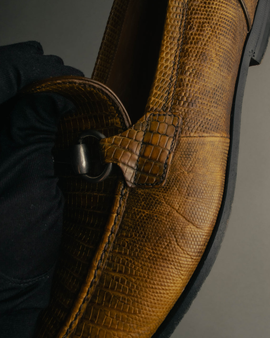 “GUCCI” 2010’s-2020’s Lizard embossed leather horsebit loafers