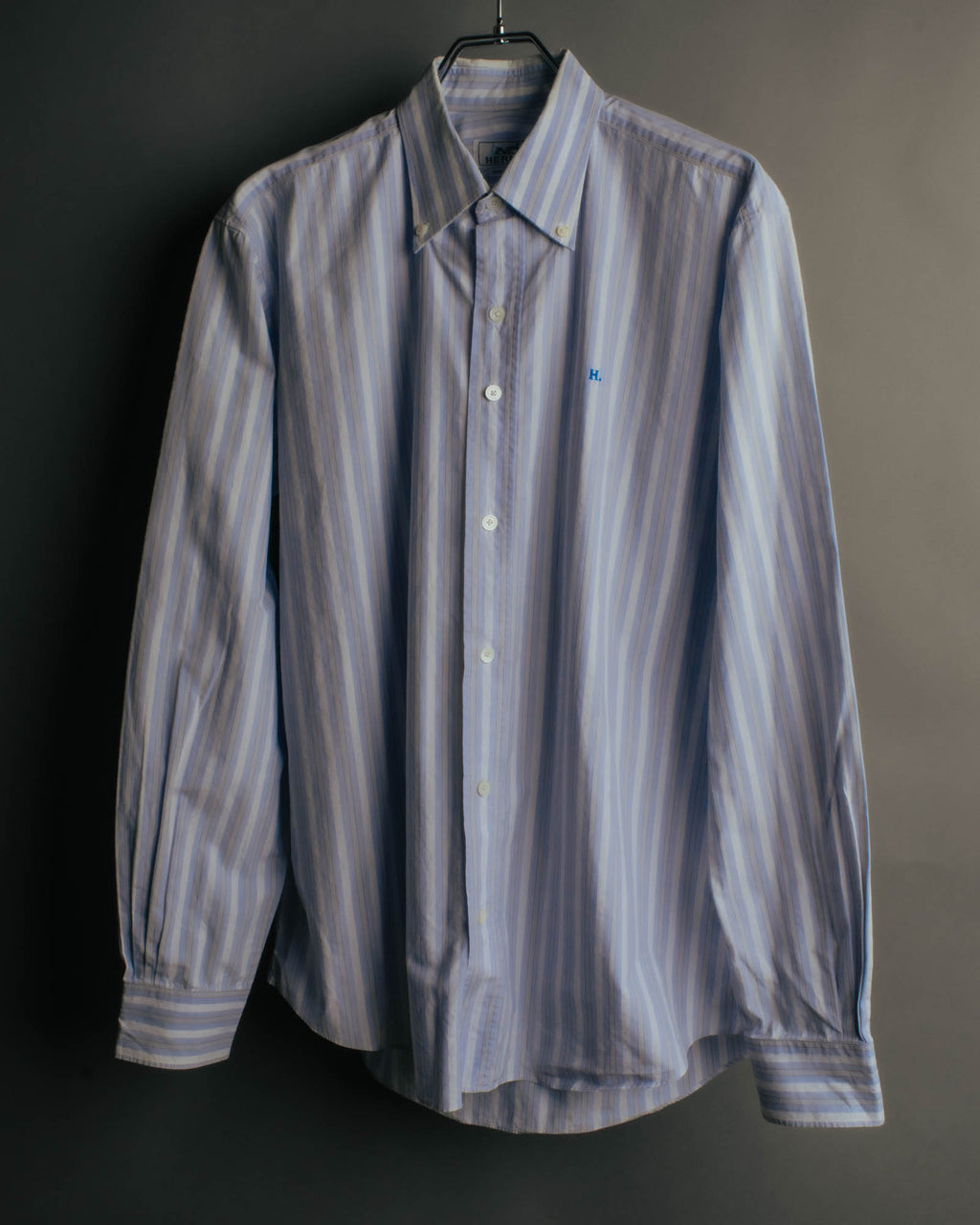 "Hermès" 90's-00's Striped cotton button-down shirt