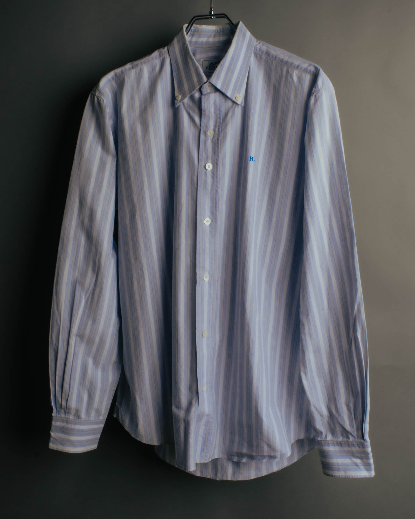 "Hermès" 90's-00's Striped cotton button-down shirt
