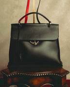 –SPECIAL– "Salvatore Ferragamo" 10's-20's Structured leather top-handle shoulder bag