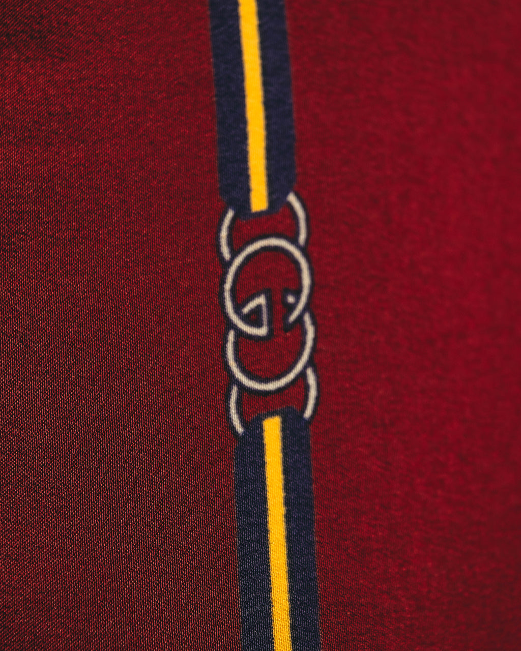 "GUCCI" 80's-90's Classic burgundy silk scarf