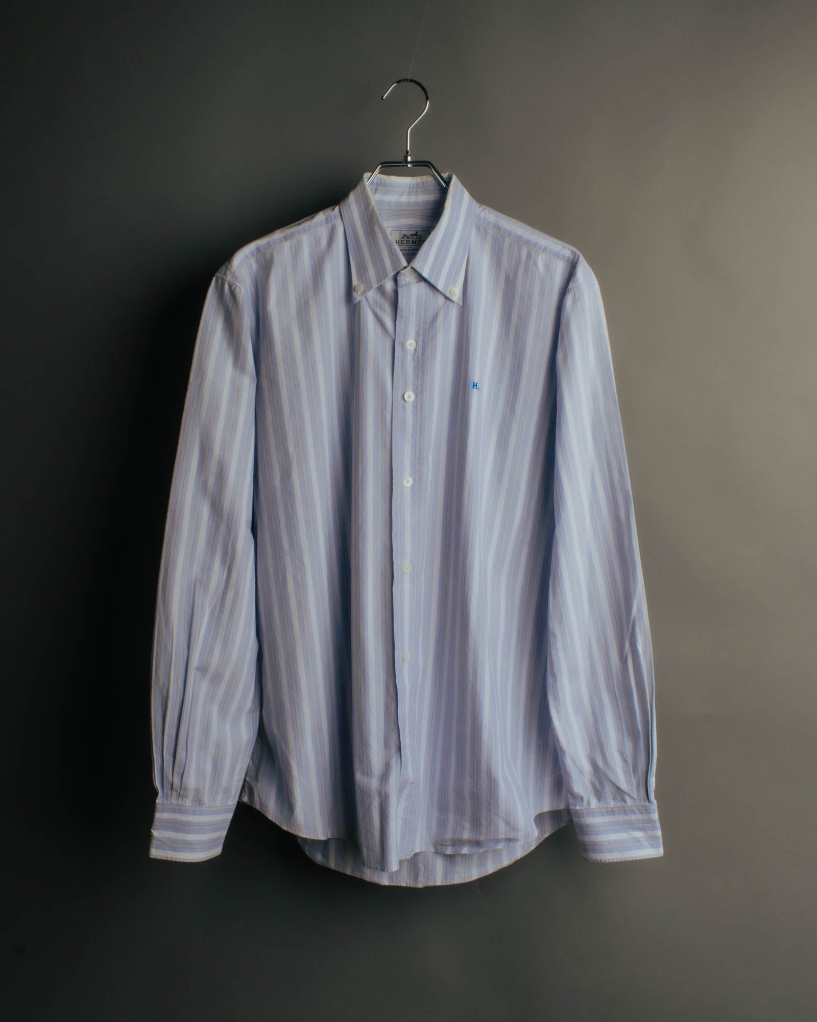 "Hermès" 90's-00's Striped cotton button-down shirt