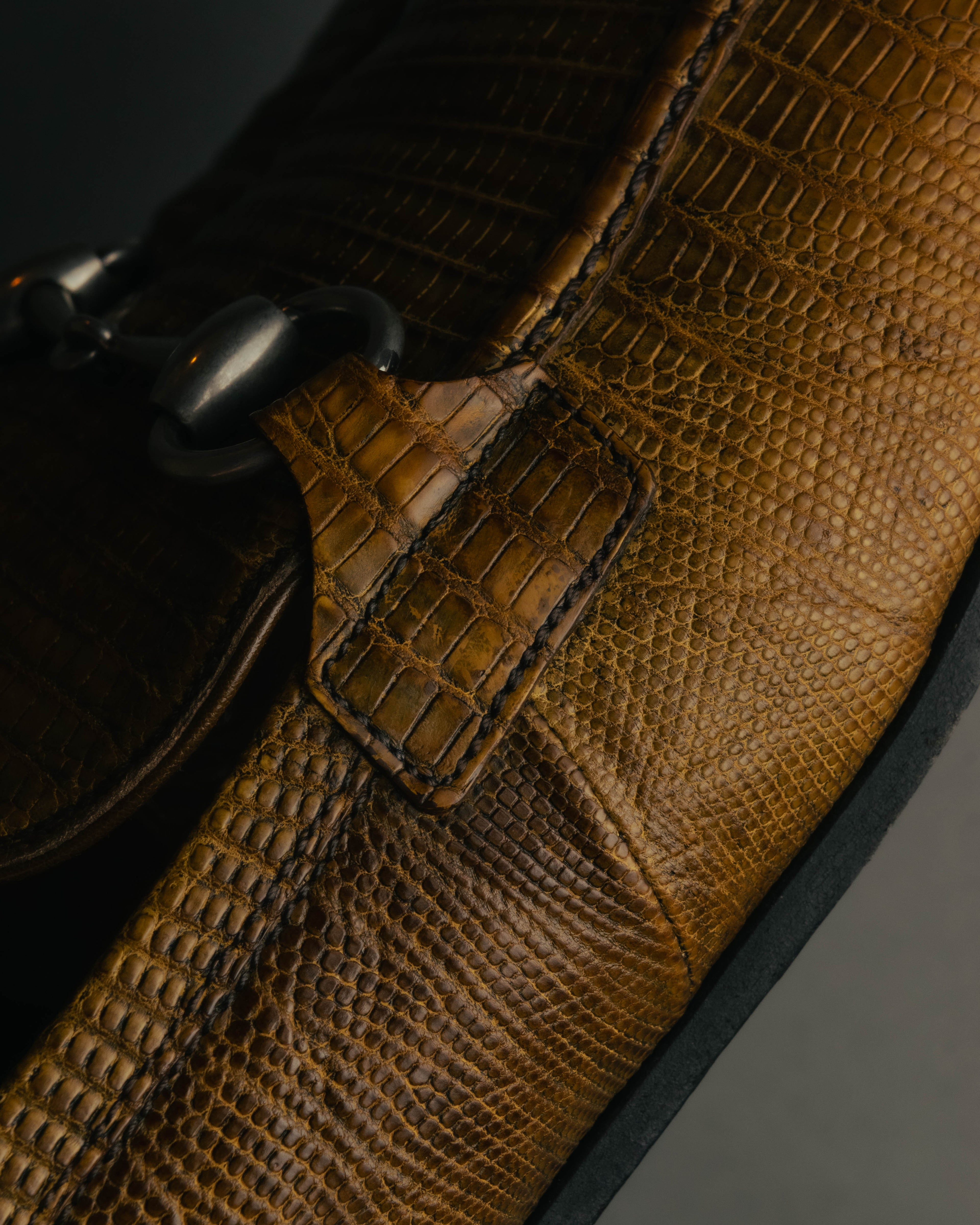 “GUCCI” 2010’s-2020’s Lizard embossed leather horsebit loafers
