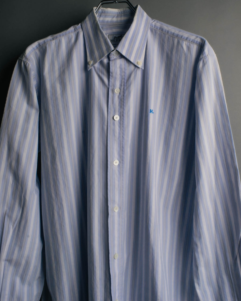 "Hermès" 90's-00's Striped cotton button-down shirt