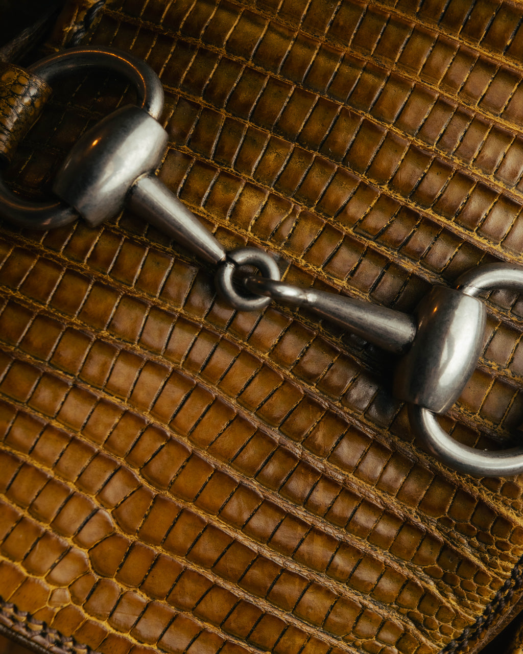 “GUCCI” 2010’s-2020’s Lizard embossed leather horsebit loafers