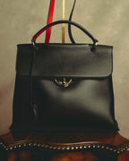 –SPECIAL– "Salvatore Ferragamo" 10's-20's Structured leather top-handle shoulder bag