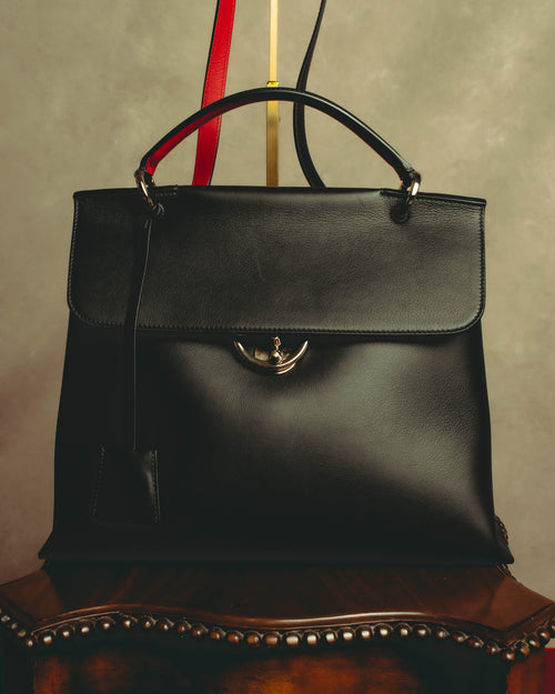 –SPECIAL– "Salvatore Ferragamo" 10's-20's Structured leather top-handle shoulder bag