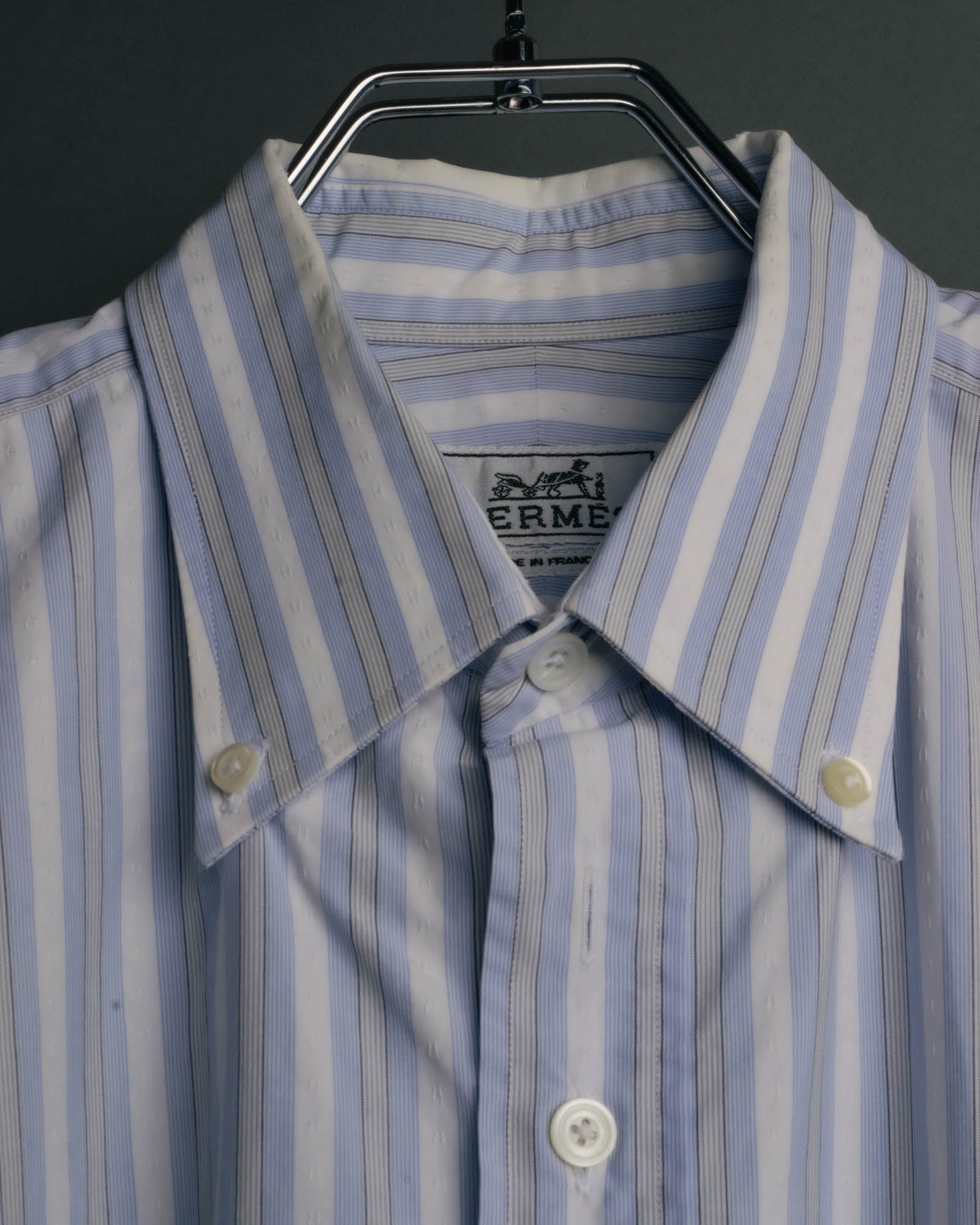 "Hermès" 90's-00's Striped cotton button-down shirt