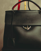 –SPECIAL– "Salvatore Ferragamo" 10's-20's Structured leather top-handle shoulder bag