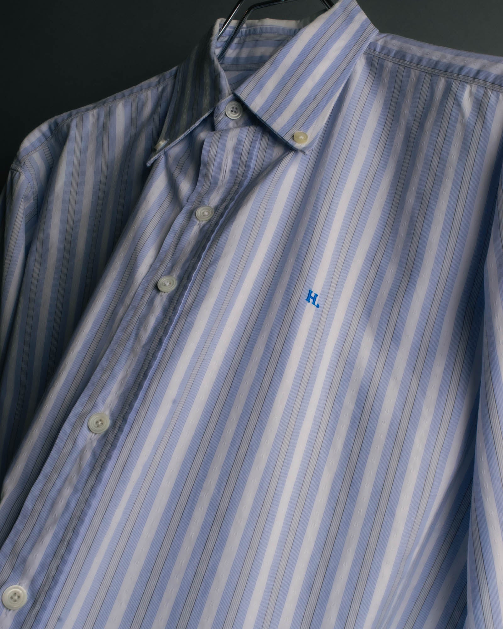 "Hermès" 90's-00's Striped cotton button-down shirt
