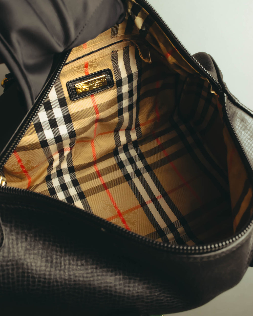 "Burberrys" 80's-90's Grained leather boston bag