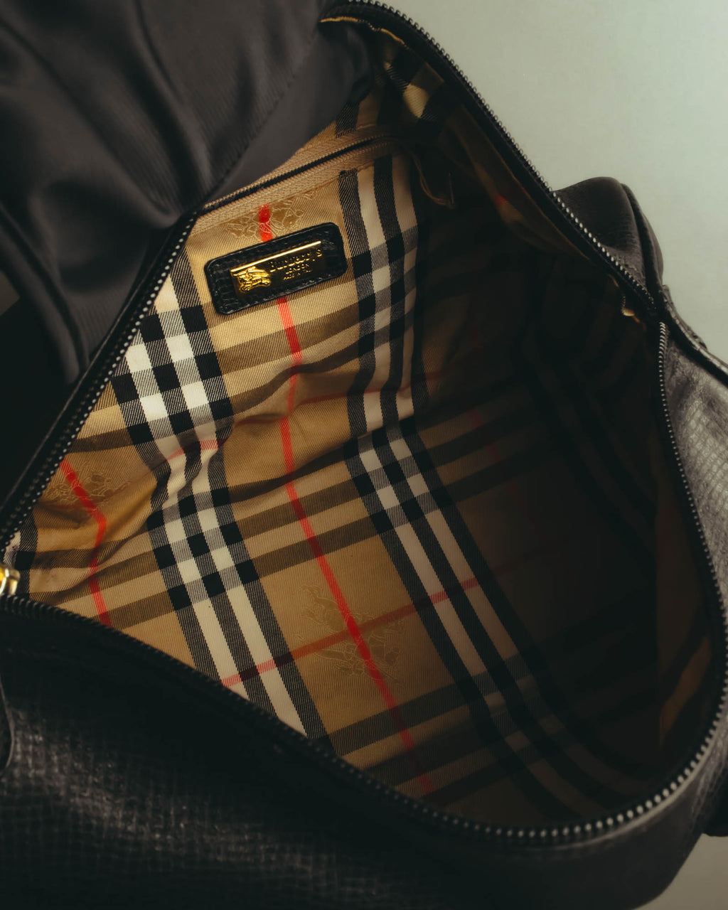 "Burberrys" 80's-90's Grained leather boston bag