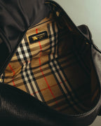"Burberrys" 80's-90's Grained leather boston bag