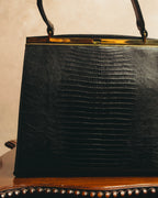 "The Gray Shop" 40's-early 60's Structured reptile embossed leather frame handbag